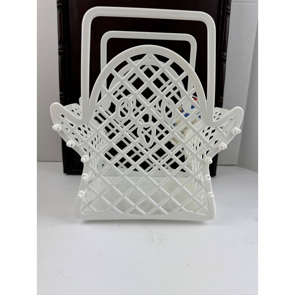 Spritz Halloween Ghost Basket White Plastic Jelly Tote Trick or Treat Bag NEW
